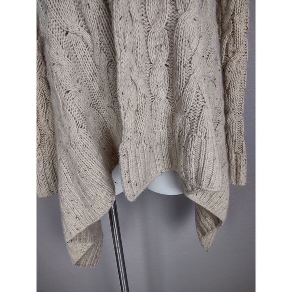 Anthropologie Sleeping On Snow Wool Blend Open Front Cardigan Beige Size Medium - Picture 9 of 11
